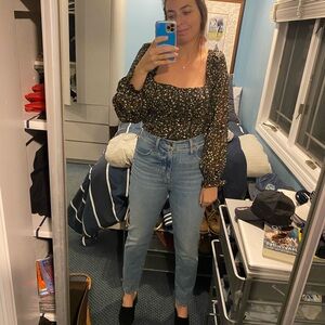 Astr Black Floral Blouse